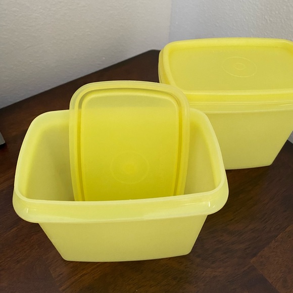 Vintage Tupperware 1243 Shelf Saver Yellow Rectangle Storage Container Bowl Lid - Picture 11 of 12